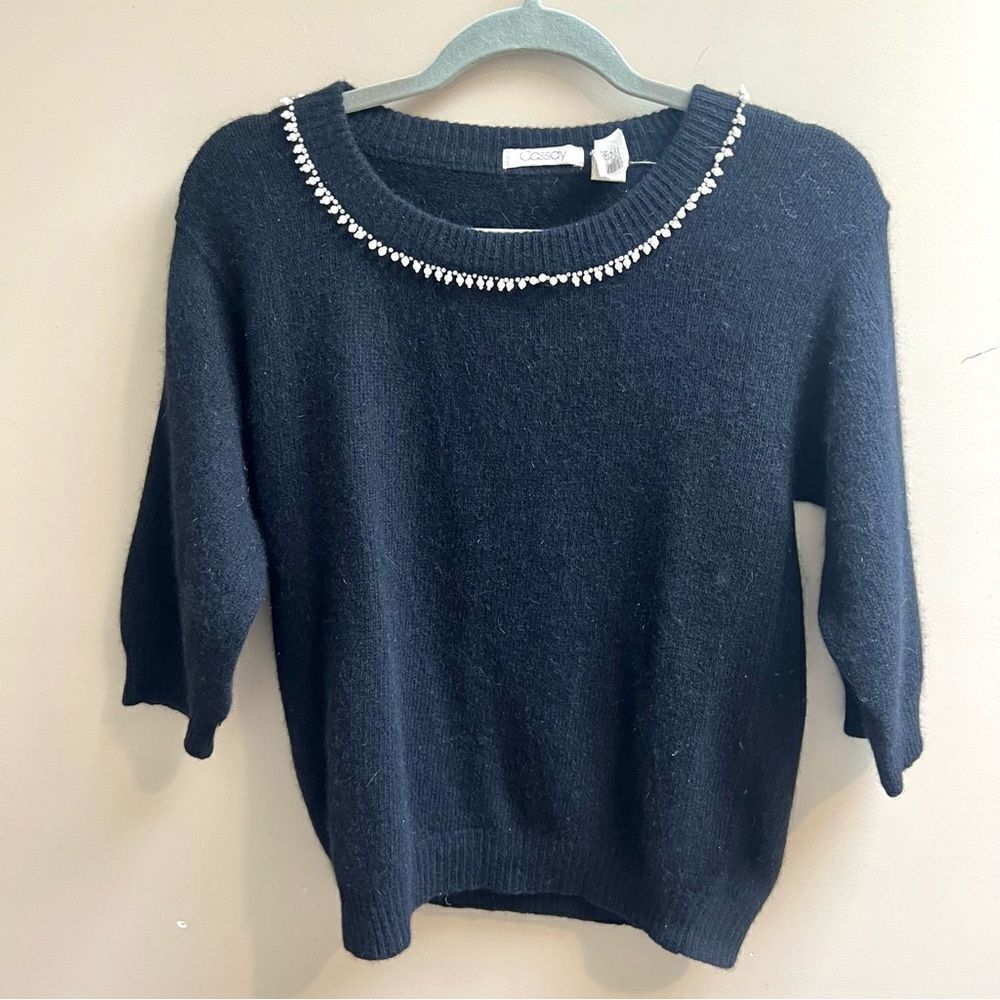 Cassidy Lambswool blend Pearl neckline sweater. S